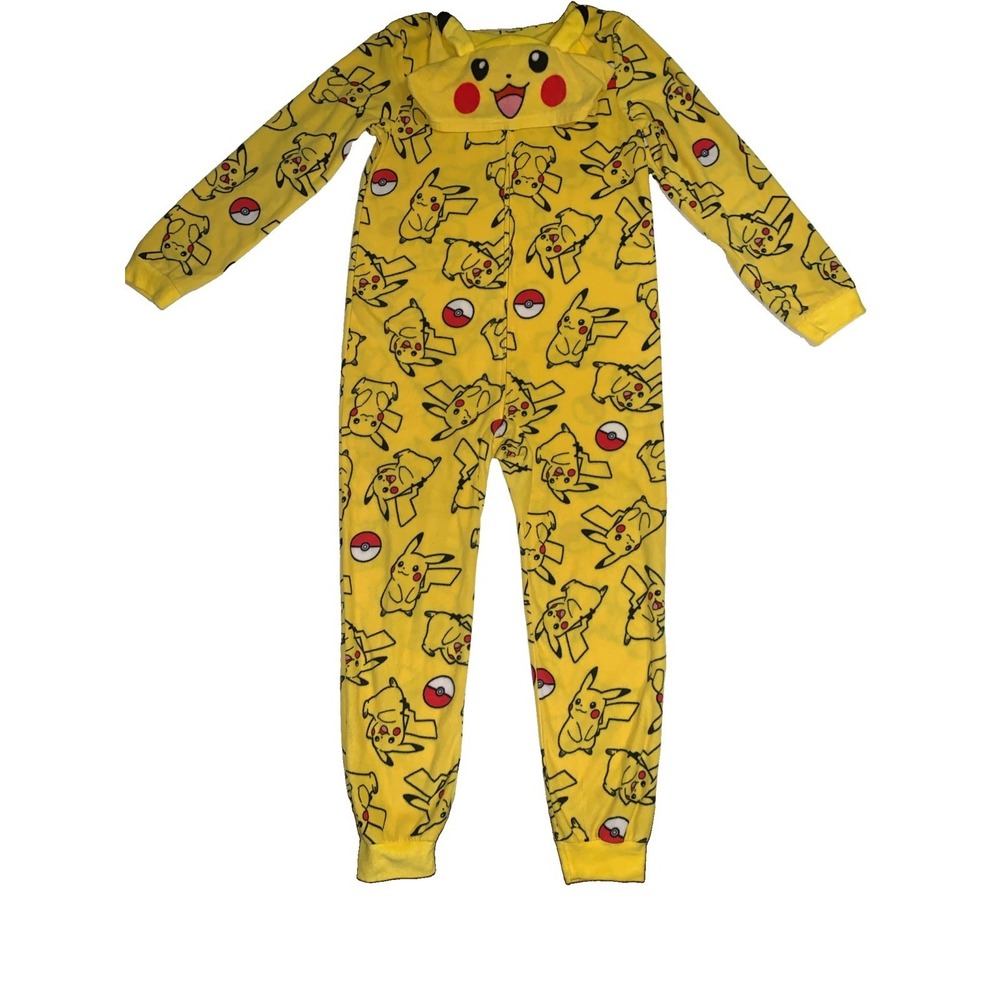 Pokemon Pikachu‎ Hoodie Union Suit One Piece Pajamas 14-16 Boys Costume Cosplay